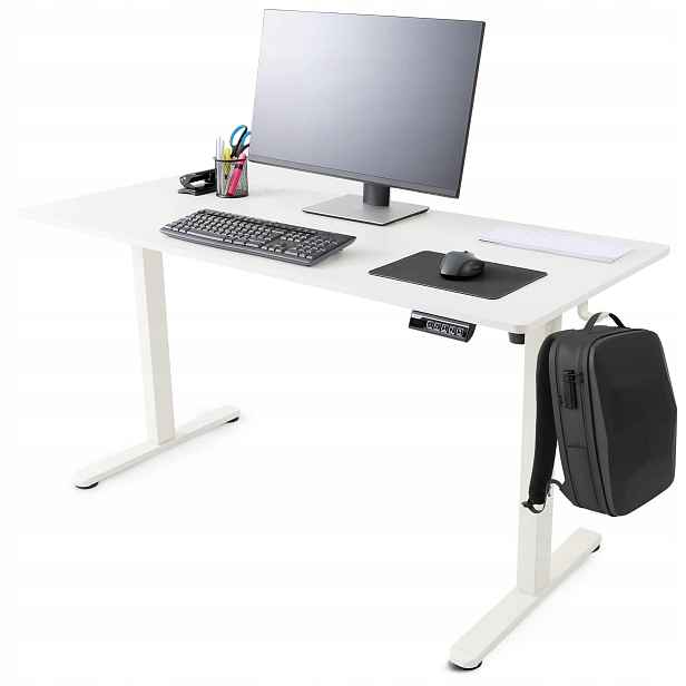 Elektricky nastavitelný psací stůl Arebos 60 x 120 x 70 cm bílý