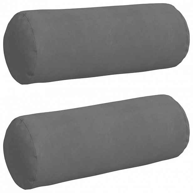 vidaXL Polštáře 2 pcs Tmavě šedá Ø 25 x 70 cm Mikrovlákno