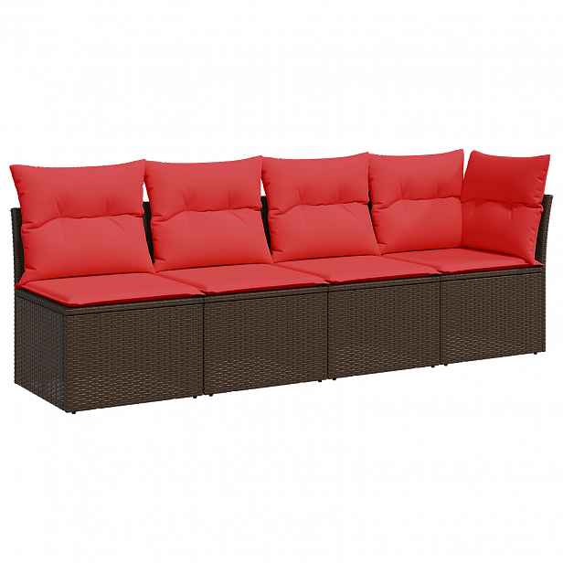 vidaXL Zahradní sofa s polštářem Hnědá 227 x 62 x 69 cm polyratan