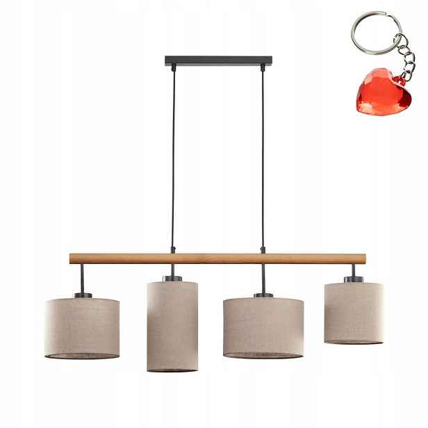 Závěsná lampa Hnědá Dřevo Len 4xE27 60W do kuchyně Deva 100 cm Tk Lighting