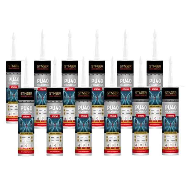 12x Lepidlo dilatační těsnící hmota PU40 Šedá Strong 300 ml Flex