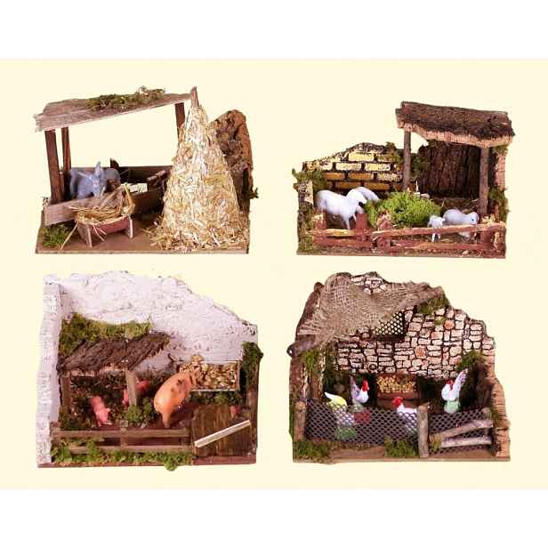 4 různé ohrady se zvířátky do Betléma – každá o rozměrech 15 x 10 x 11 cm