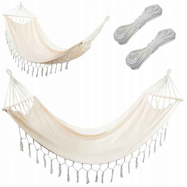Turistická houpací síť velká boho střapec houpačka pro dvě osoby 200x150