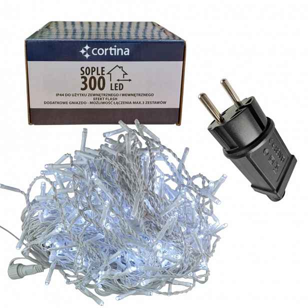 Vánoční Osvětlení Na Stromeček Rampouchy 300 Led Bílé Flash Venkovní Vánoční Osvětlení