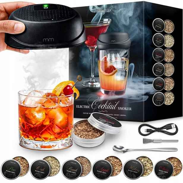 Elektrický udírovač na nápoje Sada na uzení whisky 6 aromat