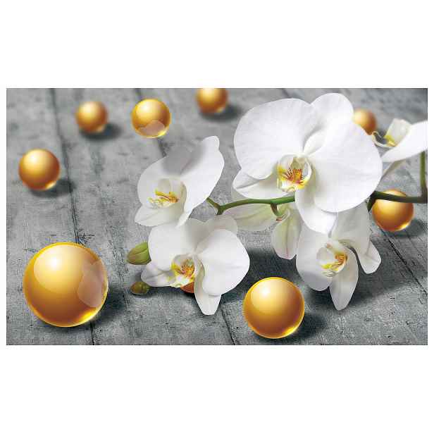 Fototapeta Bílé orchideje ve zlatě vinylová 312x219 moderní design lepidlo