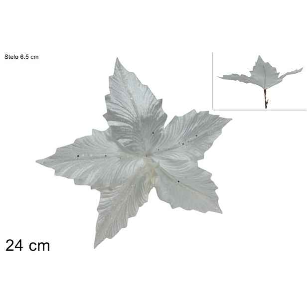 PROHOME - Květ 24cm bílý na klipu