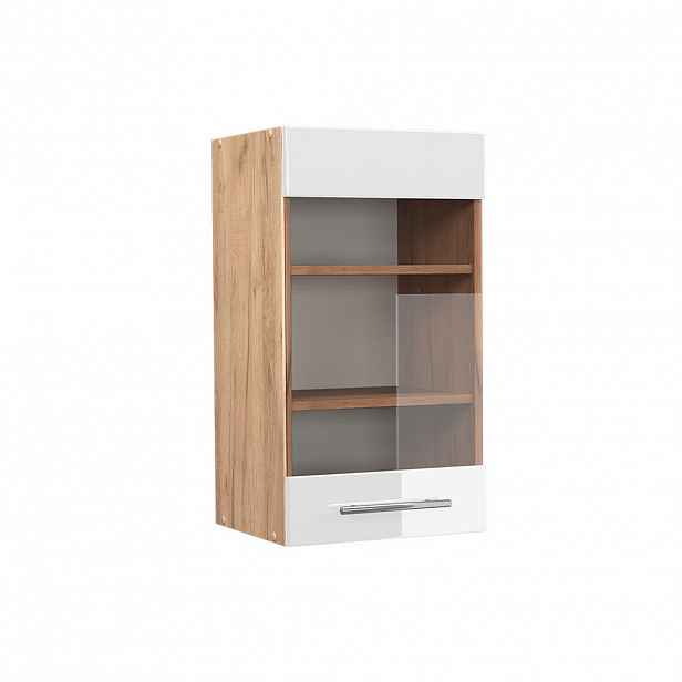 Vicco SKLENĚNÁ KUCHYŇSKÁ SKŘÍŇKA Fame-Line Bílá vysoký lesk 40 cm