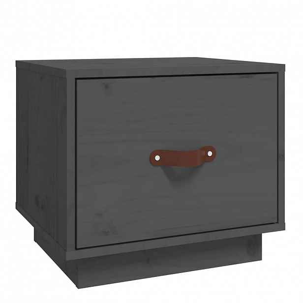 vidaXL Noční stolek šedý 40 x 34 x 35 cm masivní borové dřevo