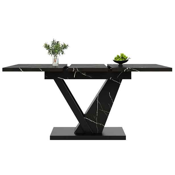 EVRYAE JÍDELNÍ STŮL s rozkládací funkcí a stolovou deskou s mramorovým vzorem 120-160/75 cm