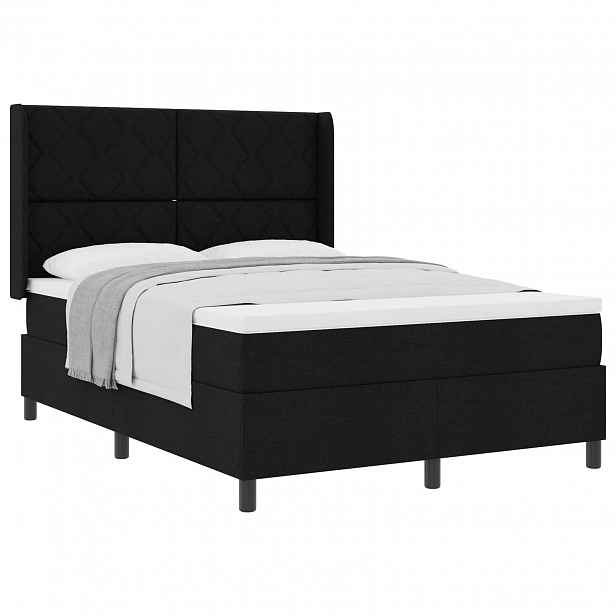 vidaXL Postel s boxspringem s polštářem Černý 200 x 140 cm textil