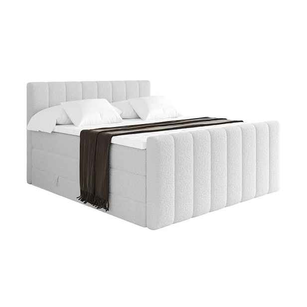 ALTDECOR BOXSPRINGOVÁ POSTEL s matrací H3/H4 - OTTA-Z KING - 200x200 cm Bílá