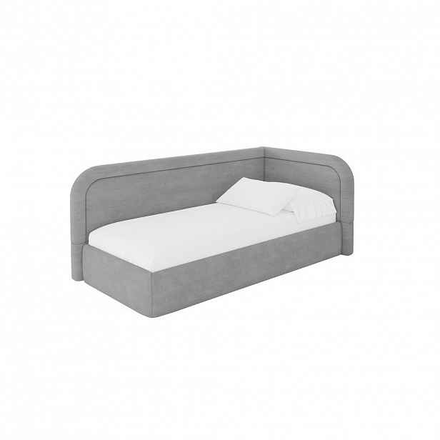 ALTDECOR JEDNOLŮŽKOVÁ POSTEL pro mládež s úložným prostorem a matrací H3/H4, vlevo - JOVY 80x200 šedá