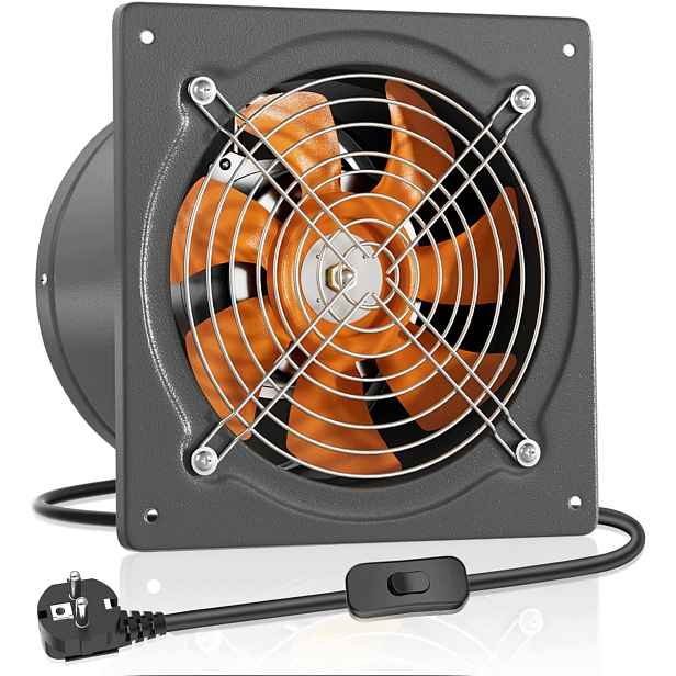 Koupelnový kovový odvzdušňovací ventilátor 250 mm 1680 m³/h s zpětnou klapkou