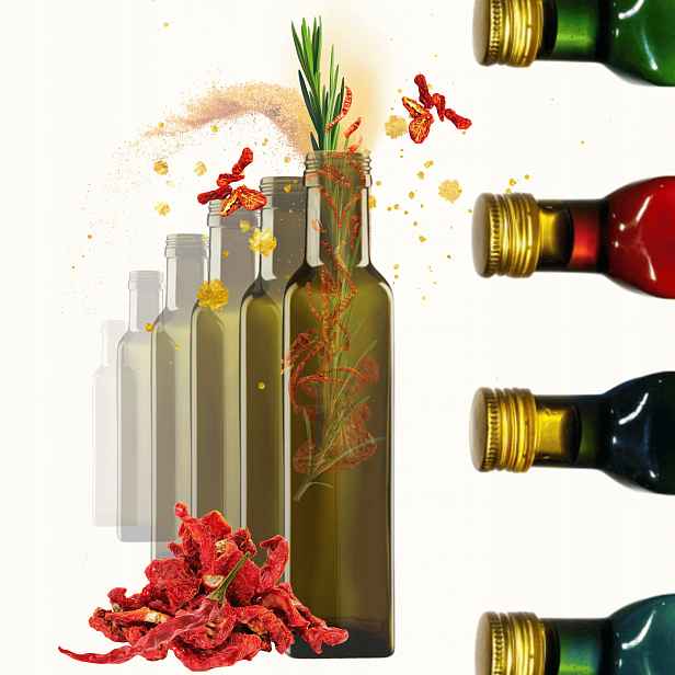 Lahvičky 250 ml marasky čtvercové, zelený olivový olej fi31 30ks Bez Návleků