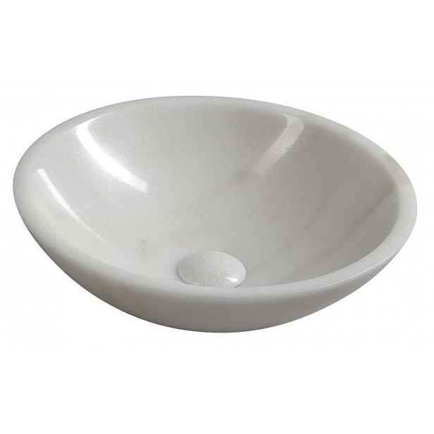 Sapho Blok - Umyvadlo na desku, průměr 40 cm, bez otvoru pro baterii, bílý mramor 2401-34