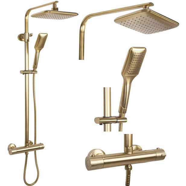 Sprchový set s termostatem Tom, kartáč zlatý (REA-P5004) /ka/.