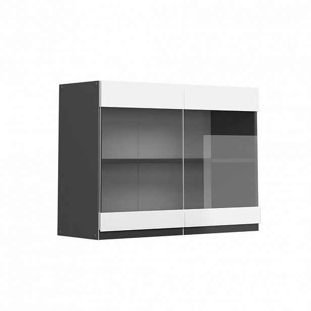 Vicco SKLENĚNÁ KUCHYŇSKÁ SKŘÍŇKA R-Line Bílá 80 cm Tvar J