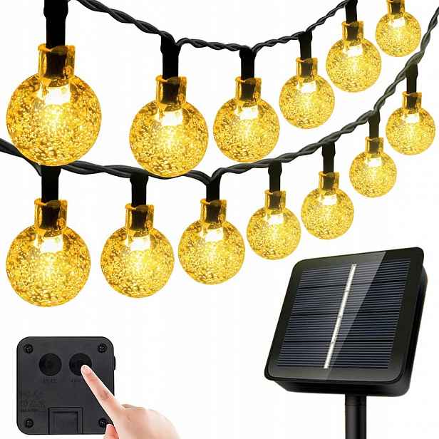Zahradní solární girlanda 2+9,9 m Bubble 100 Led teplá bílá voděodolná