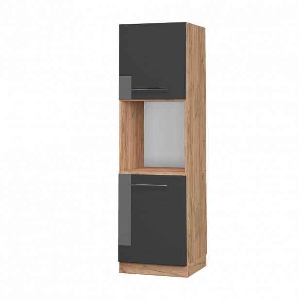 Vicco SKŘÍŇKA NA VESTAVĚNOU TROUBU Fame-Line Antracitový vysoký lesk 60 cm otevřený