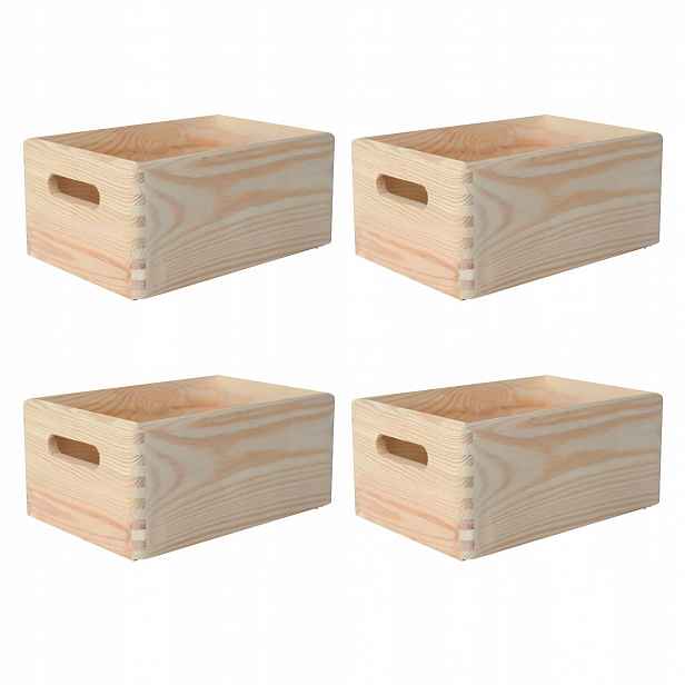 4 x dřevěná krabička s úchyty krabička jako dárek pro hračky s květinami 30x20