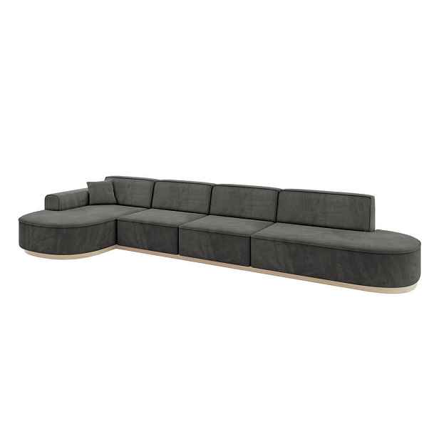 ALTDECOR ROHOVÁ SEDAČKA s otomanem, levá MARI-L3-v1 413x171x83 Tmavě šedá Velur