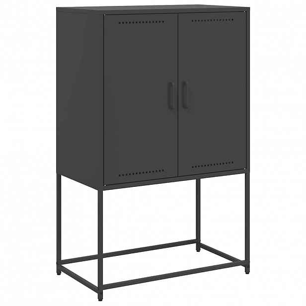 vidaXL Skříň highboard černá 68,5 x 38,5 x 107 cm ocel