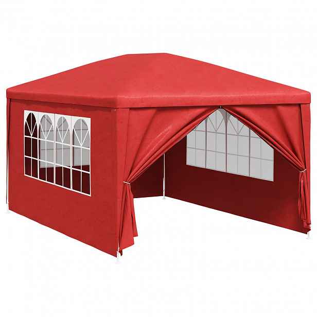 vidaXL Party Stan 400 x 300 x 255 cm Červená PE a ocel