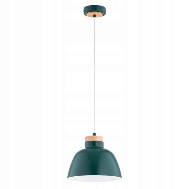 Závěsná lampa loft zeleno-dřevěná, 1xE27 15W, do jídelny, Lorien Alfa