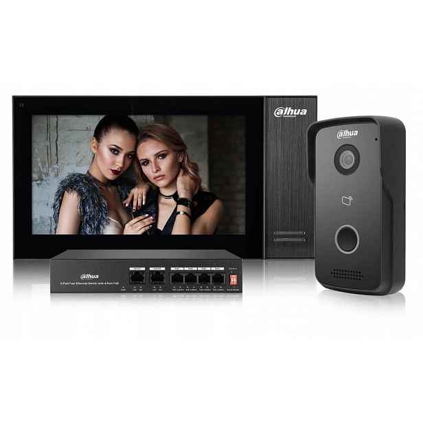 Ip videotelefonní sada Dahua KTP02 Switch PoE, aplikace, čtečka