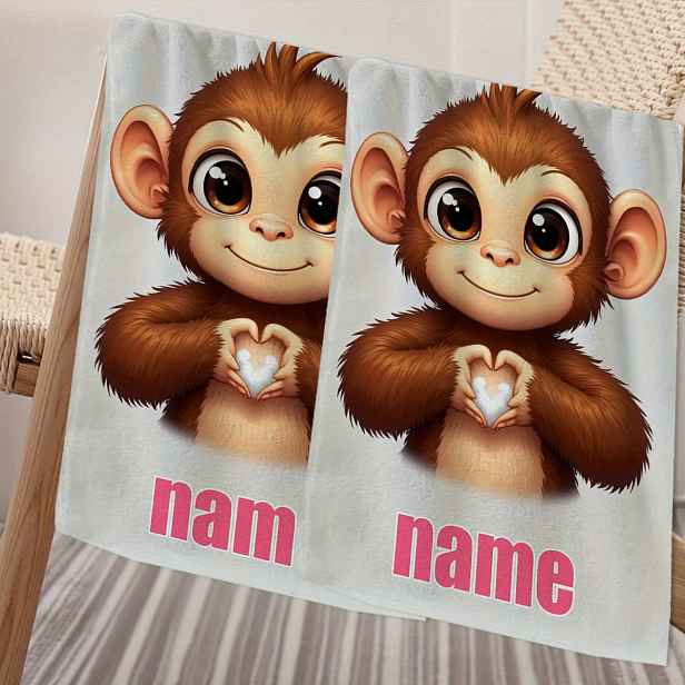 TEMU 1 ks, Vlastní jméno, Kreslený , Kreslený anime ručník, Pruhovaný design, Ručník do koupelny, Rychleschnoucí absorpční ručník, Ručník v severském