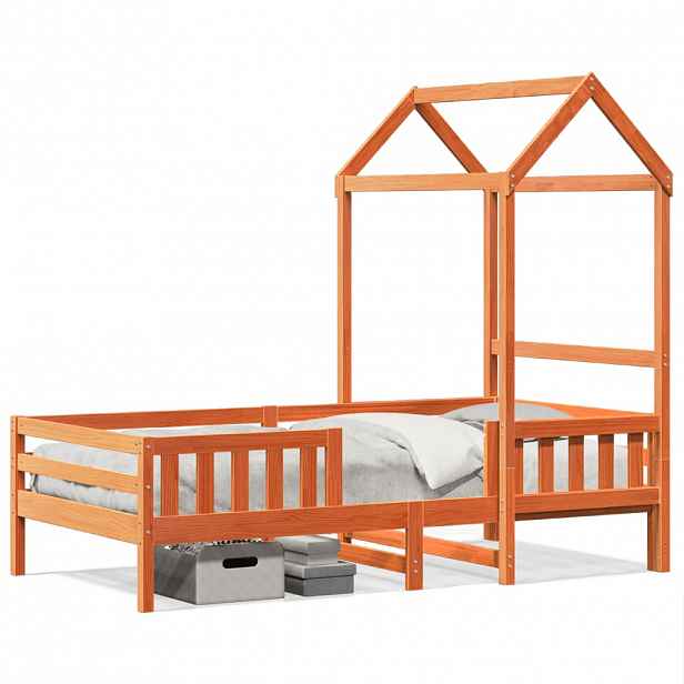 vidaXL Rám postele se střechou voskově hnědý 75x190 cm masiv borovice