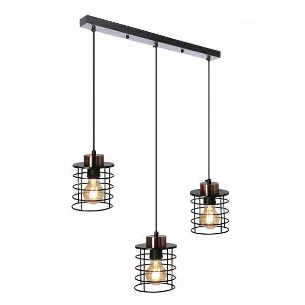 Závěsná lampa černá-měděná 3xE27 Glob Candelux