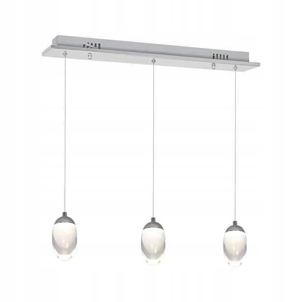 Závěsná lampa Ovo Stříbrná Skleněná Stínidla 15W Led 50x100cm Stropní Svítidlo