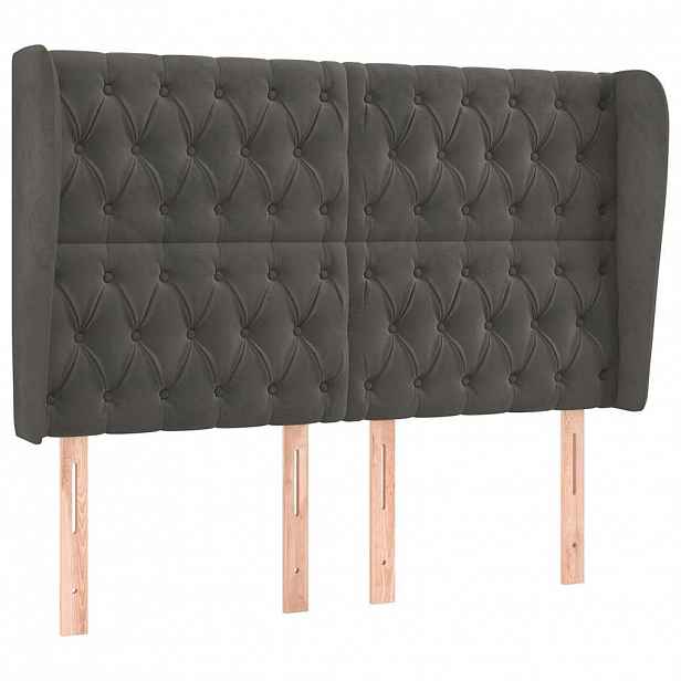 vidaXL Čelo postele typu ušák tmavě šedé 147x23x118/128 cm samet