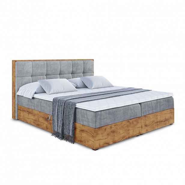 ALTDECOR AMERICKÁ postel s matrací H4 a lamelovým roštem – LOLLI7 – 140x200 – světle šedá