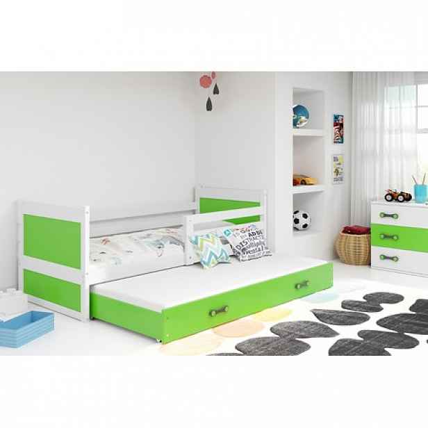 Dětská postel s výsuvnou postelí RICO 200x90 cm Bílá Zelená