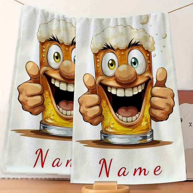 TEMU 1 ks, Vlastní jméno, Kreslený styl Hrnek Kreslený Anime Ručník, Pruhovaný Design, Ručník do koupelny, Rychleschnoucí Absorpční Ručník, Severský