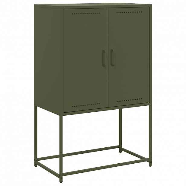 vidaXL Skříň highboard olivově zelená 68,5 x 38,5 x 107 cm ocel