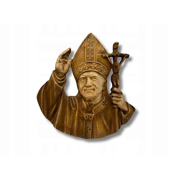 Dřevěná socha sv. Jana Pavla II. 30,5 cm