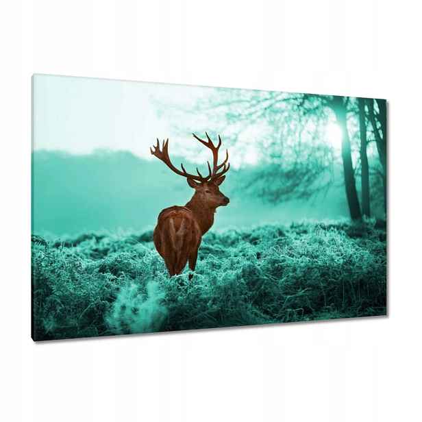 Obrazy 120x80 Jelen v tyrkysovém lese