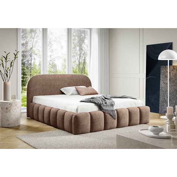Designová jednolůžková postel 120x200 BERLA - světle hnědá