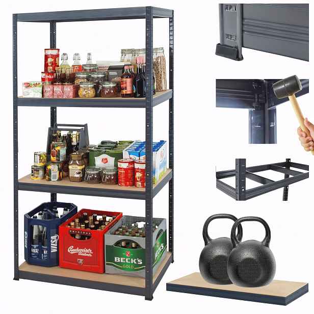 Kovový skladový garážový regál Premium Helios 180x75x35 cm 4Px275 kg