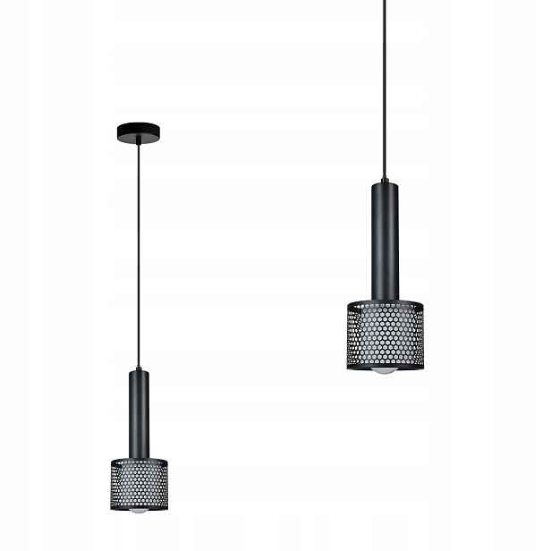 Moderní závěsná lampa Amo s elegantním černým stínidlem pro E27 Light Prestige