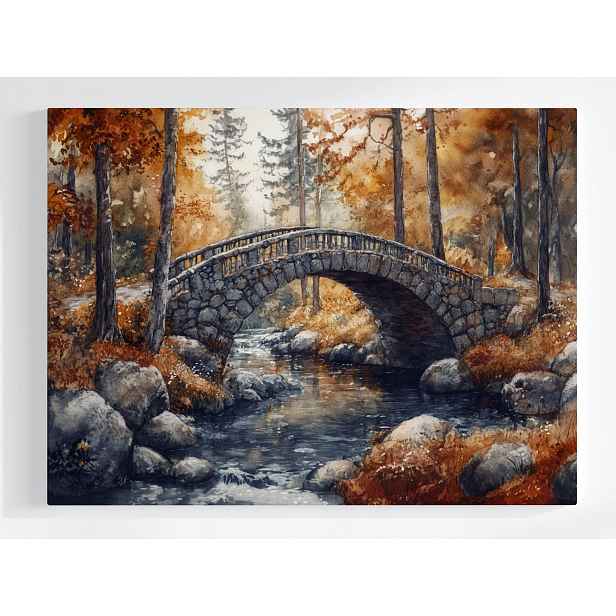 Plakát Krajina Les Podzim Most Potok 100x75
