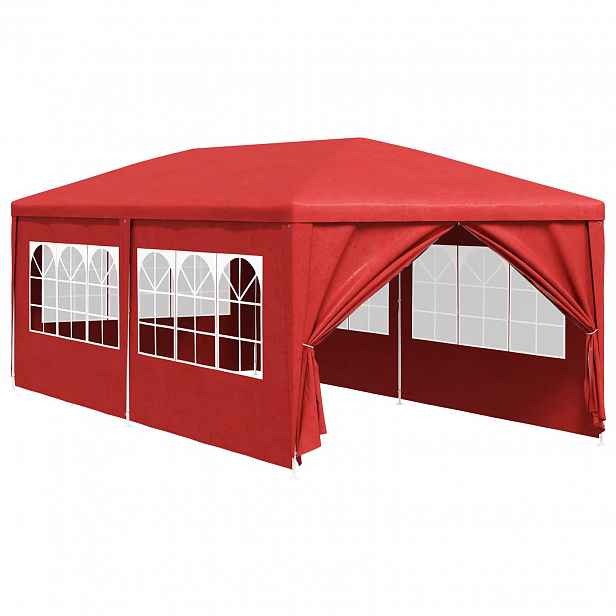 vidaXL Party Stan 600 x 300 x 255 cm Červená PE a ocel