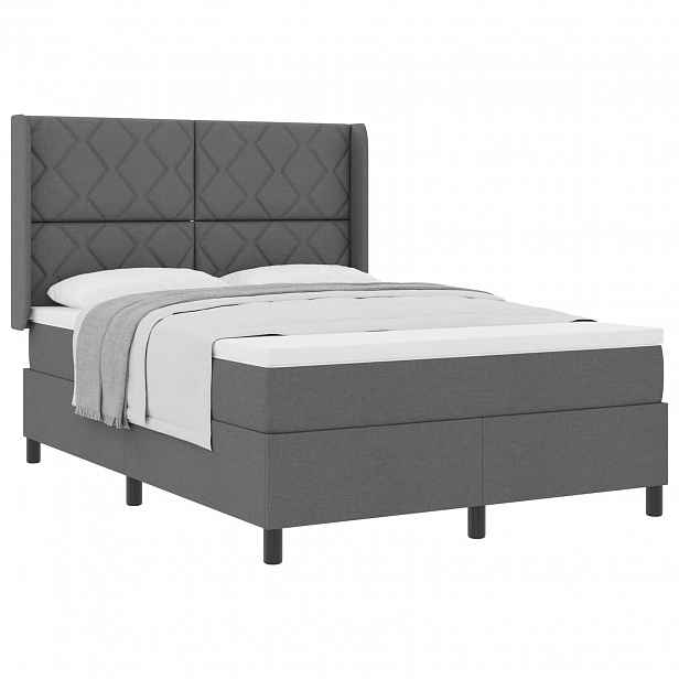 vidaXL Postel s boxspringem s polštářem Tmavě šedá 200 x 160 cm textil