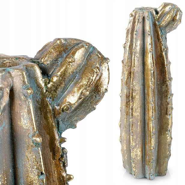 Zlatá váza na květiny květinové kompozice dekorace figurka Kaktus