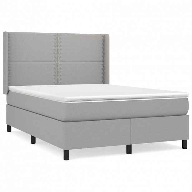 vidaXL Box spring postel s matrací světle šedá 140 x 190 cm textil