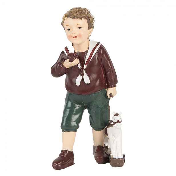 Dekorace figurka chlapec s jablíčkem a koníkem - 6*5*15 cm Clayre & Eef
